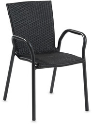 Krzesło do kawiarni VIENNA, rattan, aluminium, czarny
