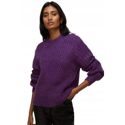 OASIS SWETER DAMSKI FIOLETOWY Z WEŁNĄ DŁUGI RĘKAW