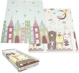 składana mata piankowa pastelowe domki 200 cm