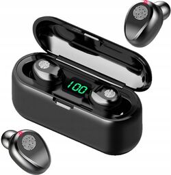 Słuchawki bezprzewodowe sportowe f9 bluetooth powerbank czarne