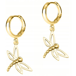 Złote Kolczyki z Ważkami Dragonfly Ważka Owady Ważki