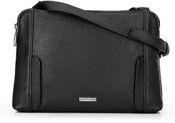 Damska torebka crossbody dwukomorowa czarno - srebrna