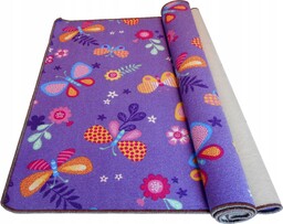 Obszyty Fioletowy Dywan Dziewczynki 200x250 Motyle