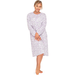 KOSZULA NOCNA DAMSKA L DŁUGI RĘKAW BAWEŁNIANA FIOLETOWA