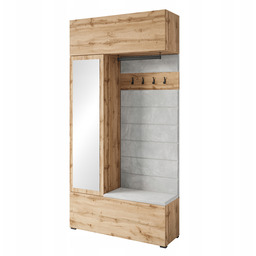 Nowoczesna garderoba do przedpokoju z lustrem, tapicerowane siedzisko