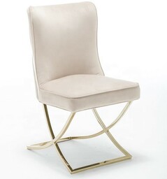 Krzesło Glamour beżowe #5 Y-2010G welur złote nogi