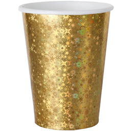 Kubeczki papierowe złote holograficzne - 270 ml -