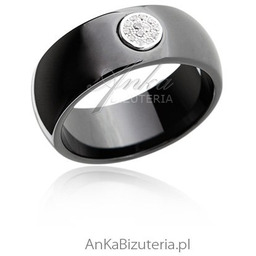 ankabizuteria.pl Pierścionek srebrny z czarnej ceramiki