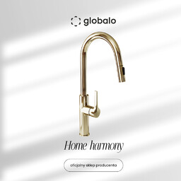 Bateria z wyciąganą wylewką GLOBALO Divio Light Gold