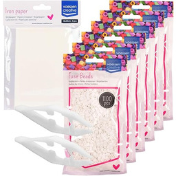 Vaessen Creative 5009-994 koraliki do prasowania, plastikowe, białe,