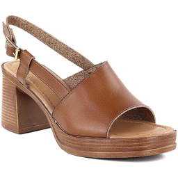 Sandały damskie na słupku brązowe Potocki 54324