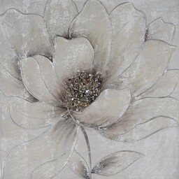 Eurofirany Obraz 631b 50x50 szary kwiaty ręcznie malowany
