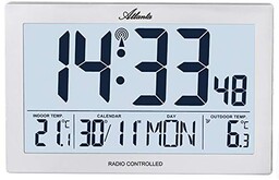 Atlanta Radiowy zegar ścienny cyfrowy ze wskaźnikiem temperatury