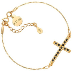 Pakamera Złota bransoletka z krzyżem wysadzanym SWAROVSKI CRYSTAL