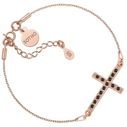 Pakamera Bransoletka z różowego złota z krzyżem wysadzanym