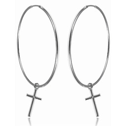 Eleganckie srebrne kolczyki gładkie koła kółka 4cm