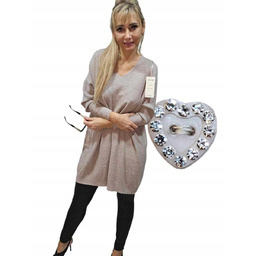 Sweter damski kaszmir wełna otulający miękki luksusowy 54