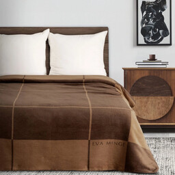 Koc bawełniano-akrylowy brązowy z kolekcji Evy Minge K186-02