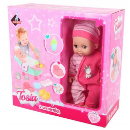 Lalka Tosia z wanienką w różowym ubranku