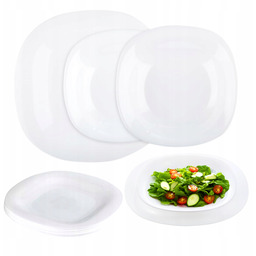 Serwis Obiadowy Talerze Komplet Zestaw 18EL Kwadratowe Białe