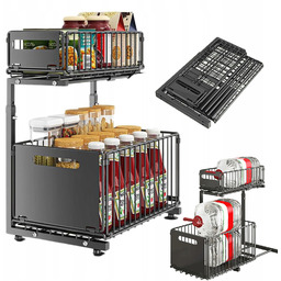 Organizer Czarny Do Kuchni Szuflady Szafki Kuchennej Wysuwana