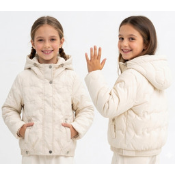 Kurtka wiosenna dla dziewczynki, bomberka z kapturem ecru