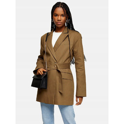 Topshop Płaszcz Damski Khaki z Paskiem 40 1z1d2_a*