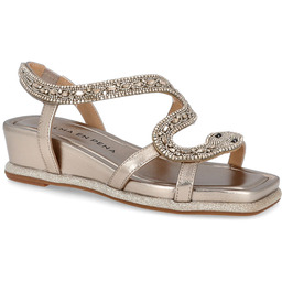 Eleganckie hiszpańskie sandały na niskim koturnie - ALMA