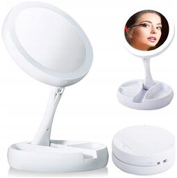 Lusterko do makijażu podświetlane led powiększające 10x +