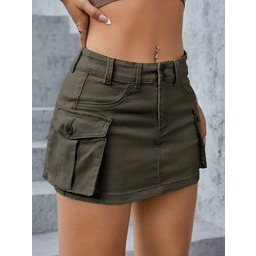 SHEIN SPÓDNICA BOJÓWKA KHAKI MINI CASUAL 34 V7V
