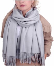 Stylion Szary szalik damski duży cashmere frędzle SZA-70