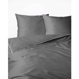 Pościel Makosatyna satynowa jednobarwna z lamówką 160x200 Szara