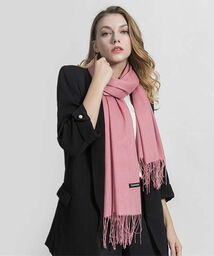 Stylion Wrzosowy szalik damski duży cashmere frędzle SZA-72
