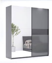 Szafa przesuwna z lustrem 150 cm Teo grafitowa
