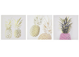 Beliani Zestaw 3 obrazów ananasy 30 x 30