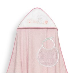 Interbaby Okrycie kąpielowe 100x100 Corazones różowy ręcznik