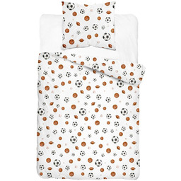 Pościel dziecięca 160x200 biała w piłki sportowe