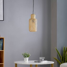 Lampa wisząca Lindby Venora, Ø 15 cm, bambus,