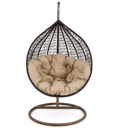 Fotel ogrodowy wiszący HC-001 Technorattan Brązowy Poduszka beżowa