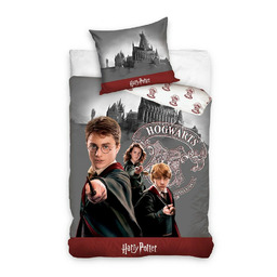 Carbotex Pościel bawełniana 160x200 Harry Potter szara