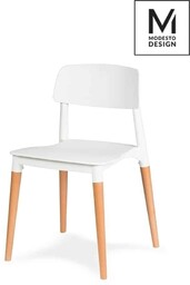 MODESTO krzesło ECCO białe - polipropylen, podstawa bukowa