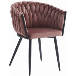 Elior Ciemnoróżowe krzesło tapicerowane z podłokietnikami - Giberdi