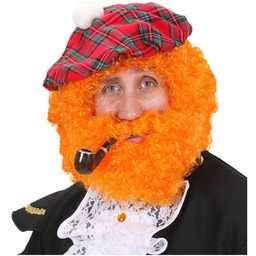 Pomarańczowa peruka kręcona Scots & Irish z brodą
