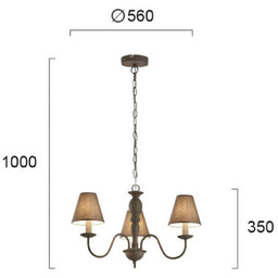 Viokef Żyrandol Fatima, możliwość ściemniania, aluminiowy / szary