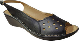 Skórzane sandały czarne ażurowe obcas 5,5 cm 41