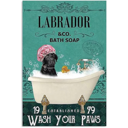 Czarny labrador metalowy blaszany znak czarny Labrador Co.