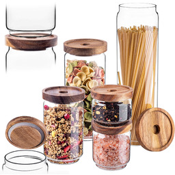 Zestaw pojemników szklanych na żywność Rucce z drewnianą