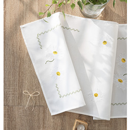 Markizeta Obrus bieżnik z haftem 38x160 001 biały