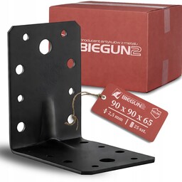 Kątownik Montażowy Łącznik Ciesielski Kątowy Czarny 90x90x65 2,5