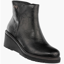 Botki Damskie Ekoskóra Buty Na Koturnie Ocieplane Zimowe